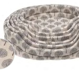 HAP PET BED TIMBER LINEN OVAL 40CM